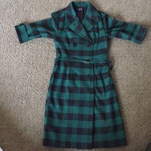 Plaid dresss also can use as trench coat